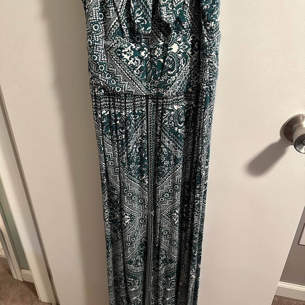 Maurice’s Green Patterned Spaghetti Strap Maxi Dr… - image 2